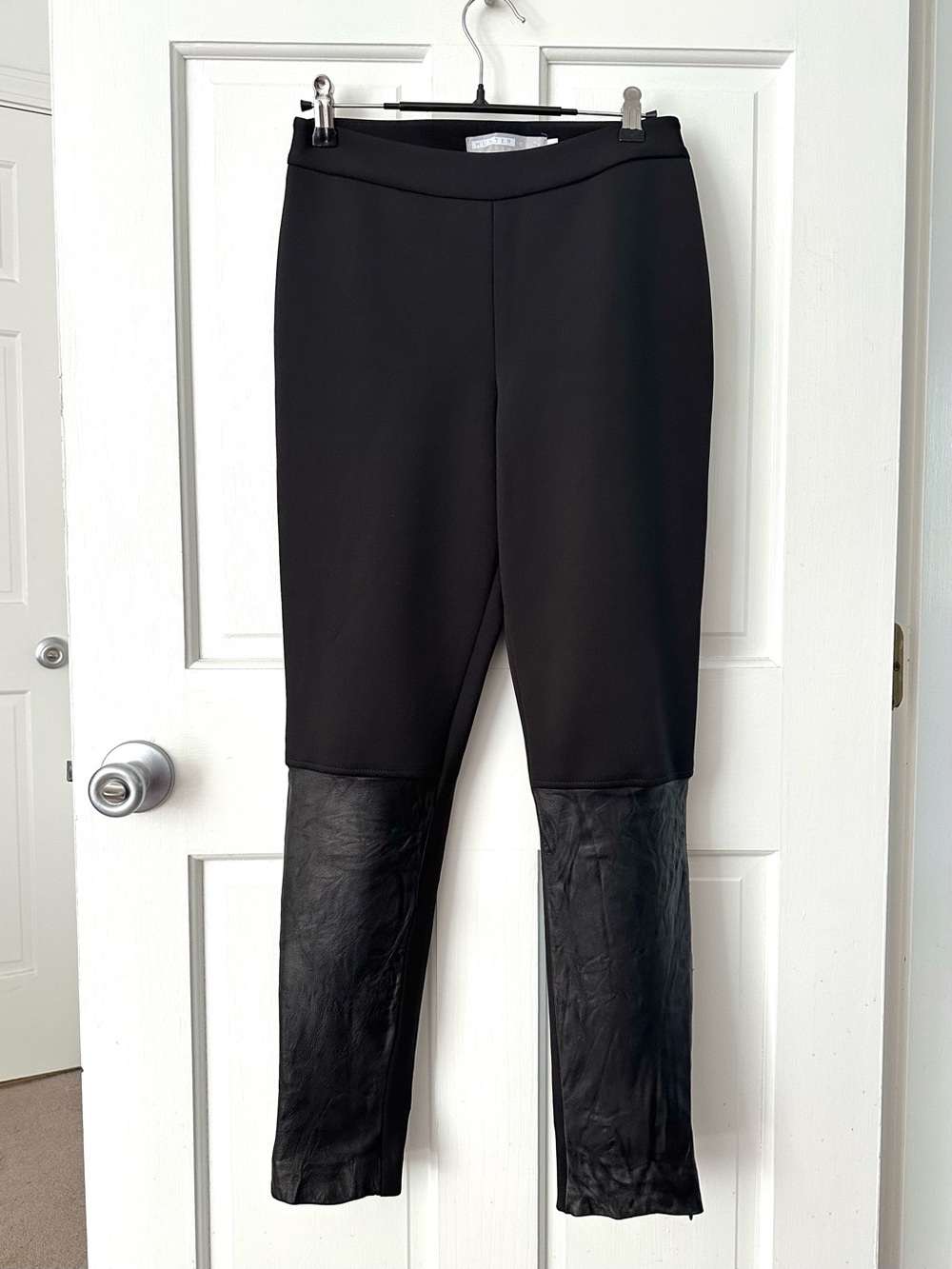HUNTER BELL Black Mixed Material Skinny Pants Leather Preppy Equestrian Size S